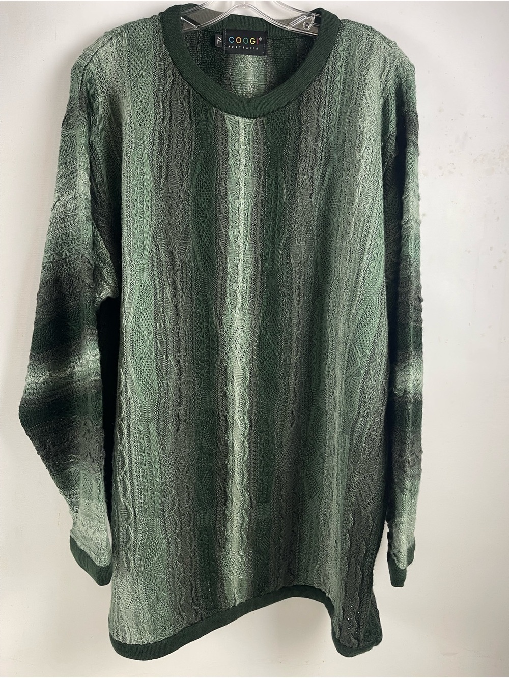 Vintage 90s Coogi Australia Sweater Men size XL Green Ribbed knit Pullover